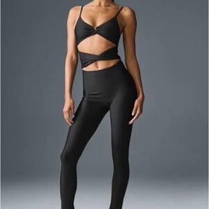 ALO Yoga Black Twist-Front Jumpsuit
